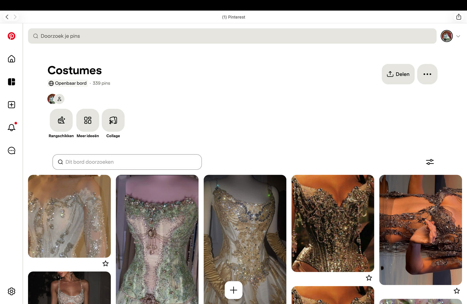 Voorbeeld van mijn Pinterest-bord met pins